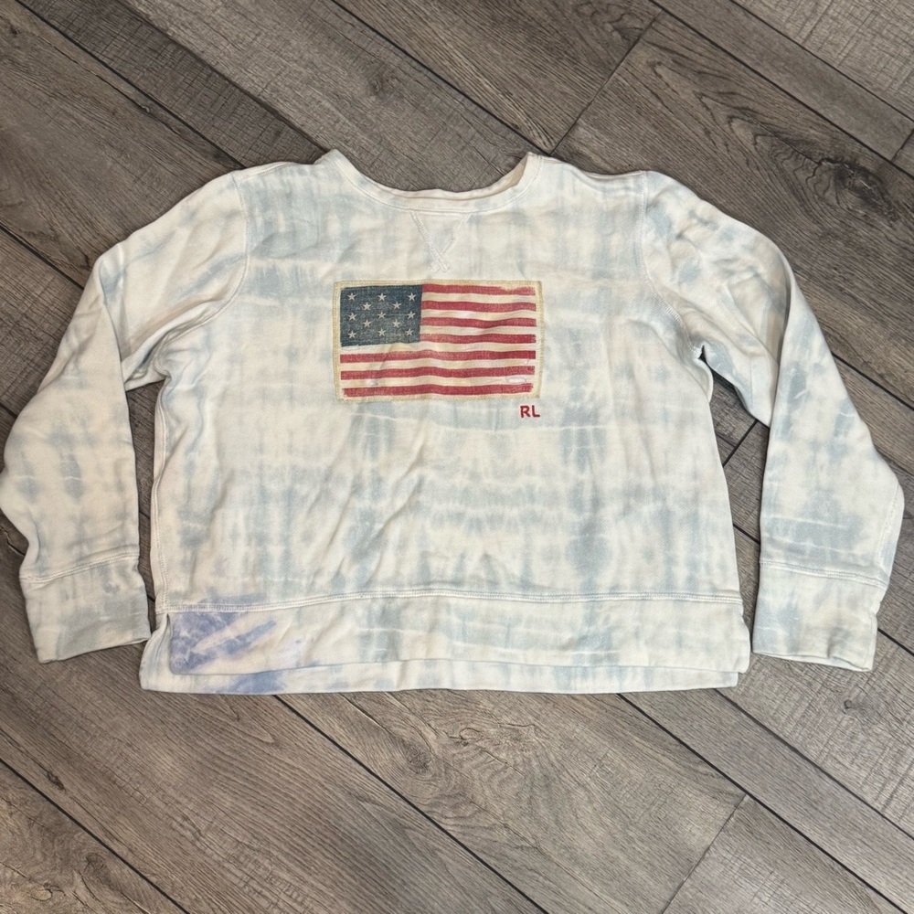 Polo Kids American Flag Distressed Tie Dye Sweatshirt - Large